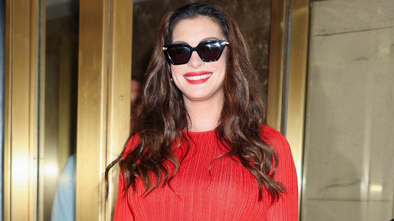 Anne Hathaway Wears Another Romantic Scarf Top From Rising Australian Label Alémais