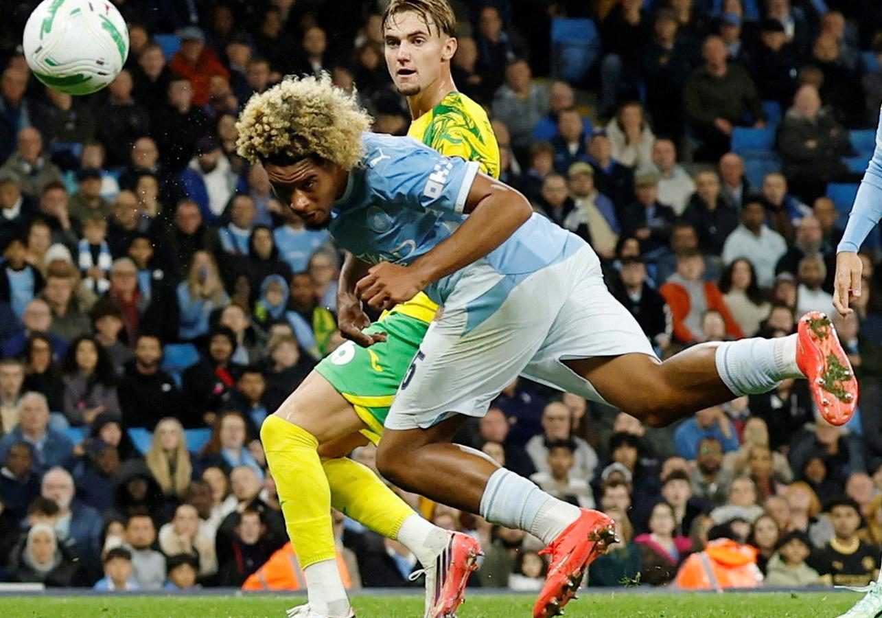 Floyd Samba’s debut double lifts Manchester City to Carabao Cup win over Norwich
