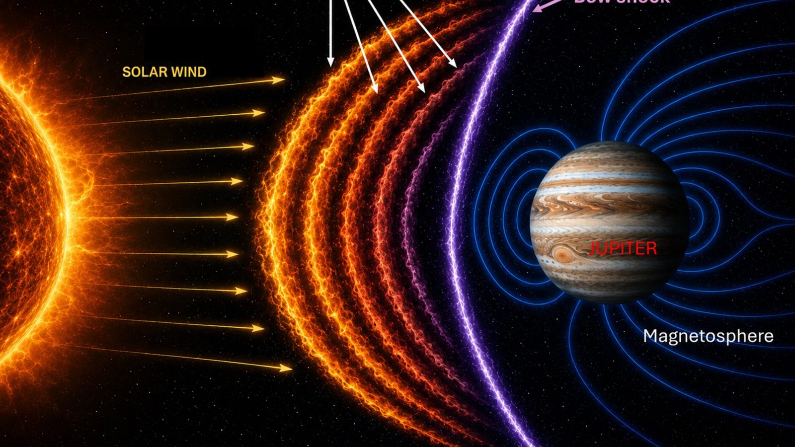 Jupiter uses a surprisingly complex system to fend off particles from the sun