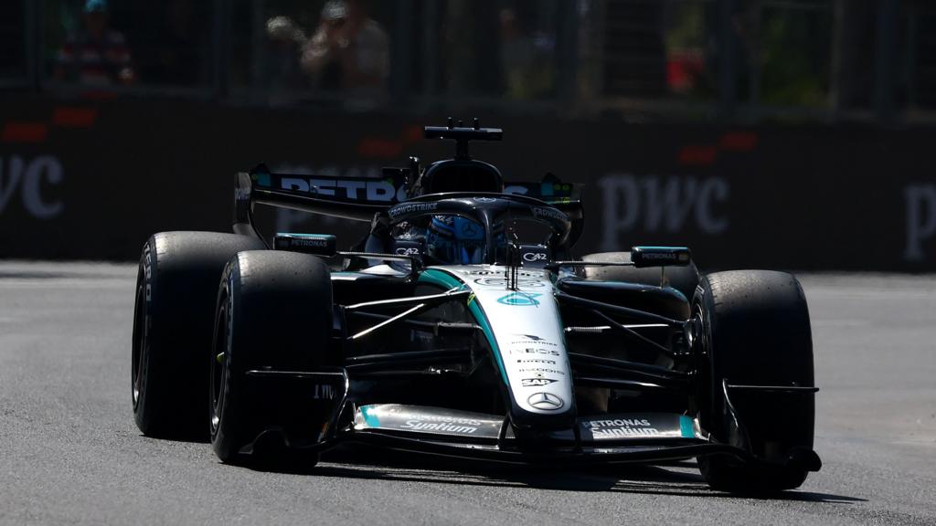 Russell fastest in Baku as Antonelli stops on track