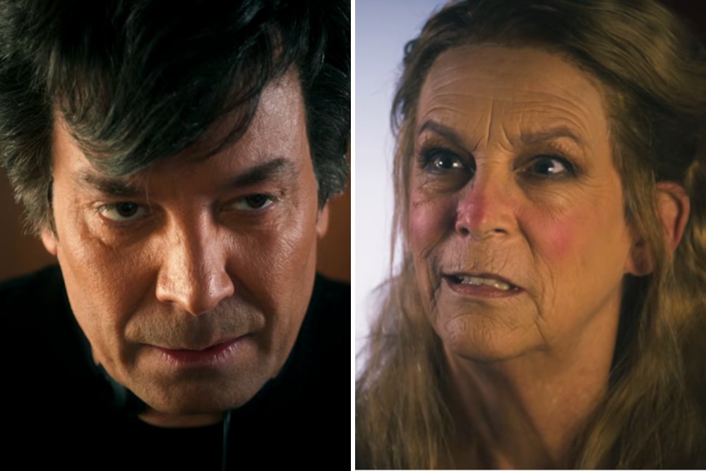 Jimmy Fallon and Jamie Lee Curtis Transform Into Nathan Fielder and Elizabeth Holmes to Spoof ‘You Can See Everything’