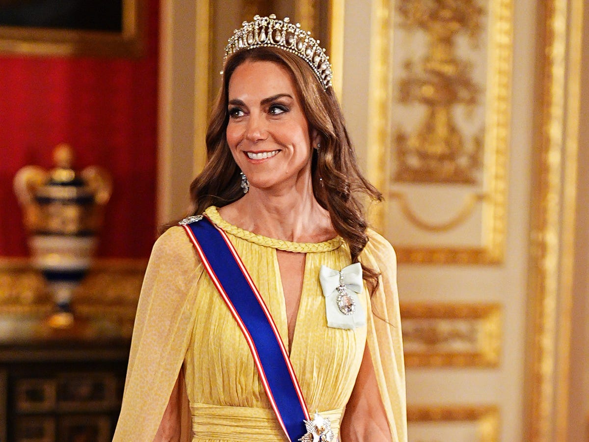Kate Middleton Has a Rare Tiara Moment in a Flowing Yellow Gown at the Oman State Banquet