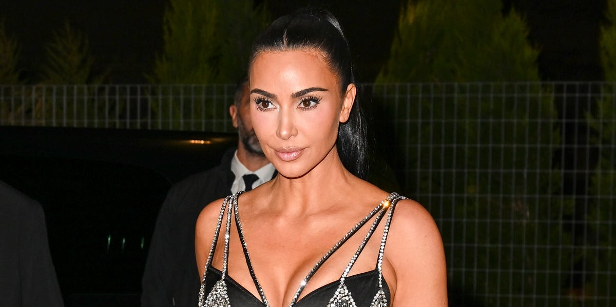 Kim Kardashian Continues Her Birthday Dressing With a Sheer and Shimmering Erdem Dress