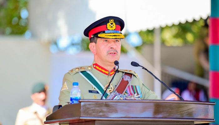 Passing out parade gets underway at Pakistan Military Academy in Kakul