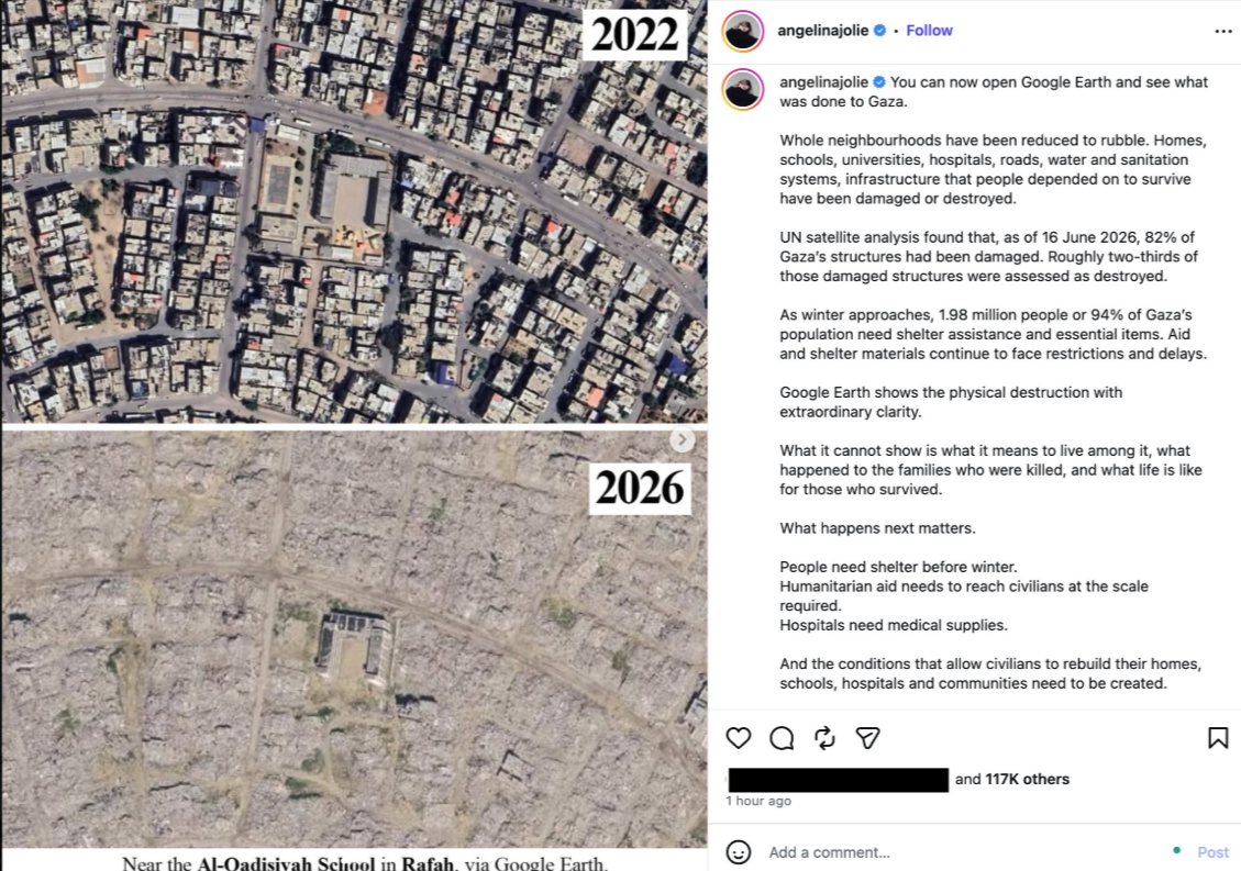 'See what was done to Gaza': Angelina Jolie shares image of destruction