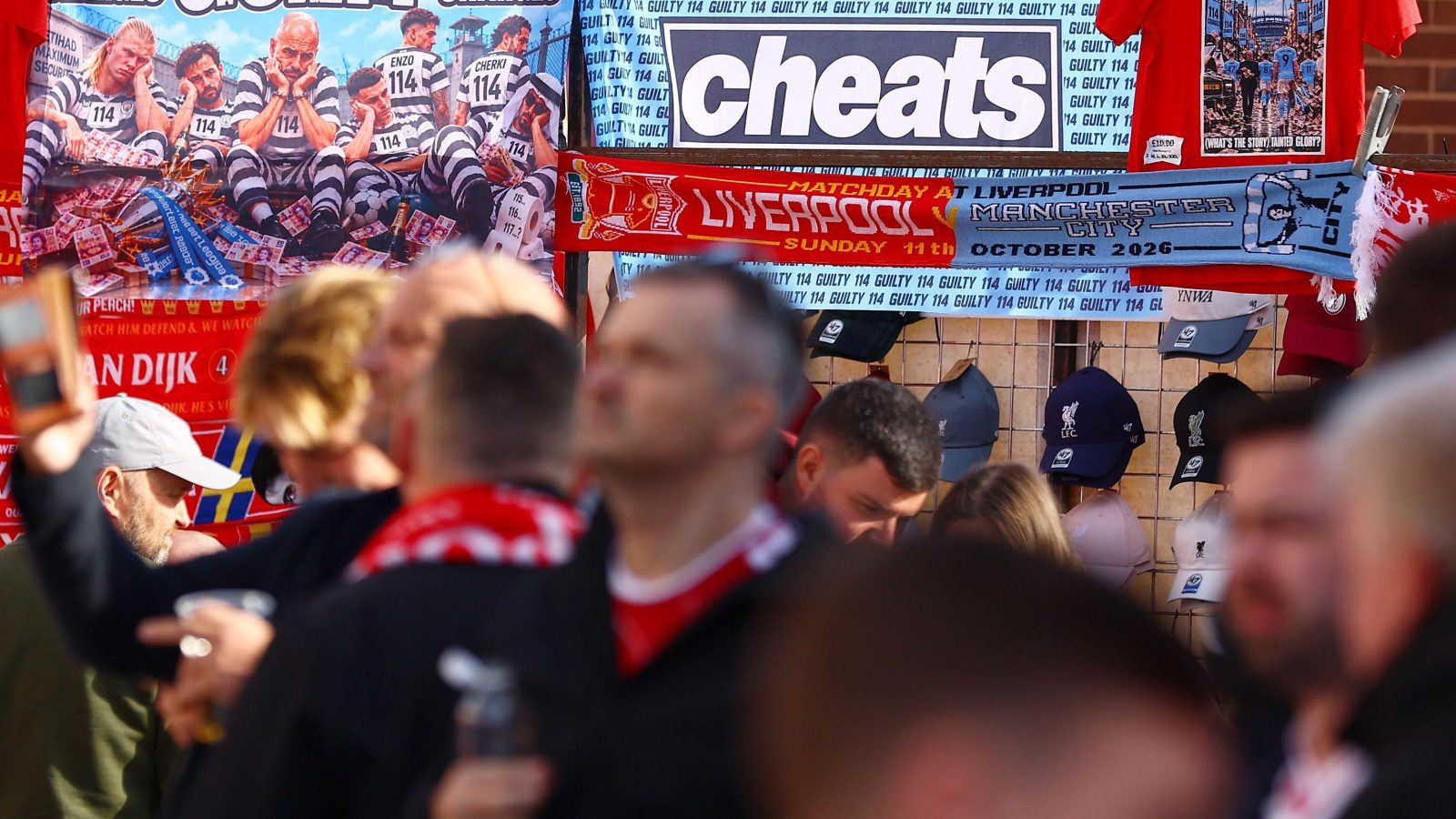 Tension, ‘cheat’ banners and inflatable bananas: Manchester City’s welcome to Anfield