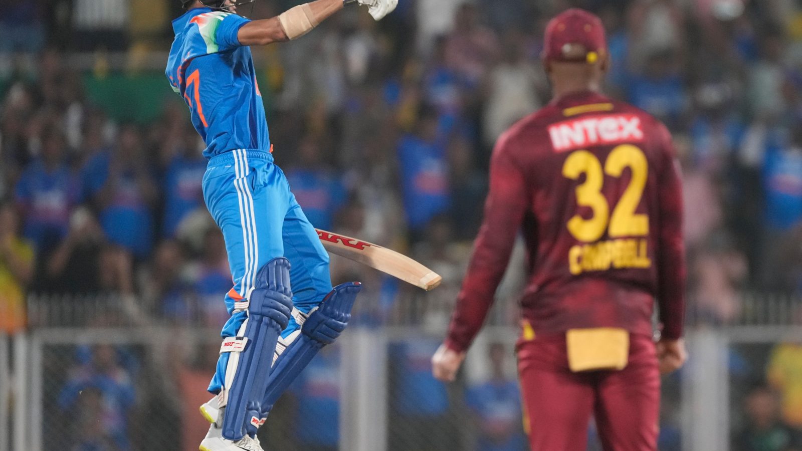 Three centurions propel West Indies to record ODI total against India